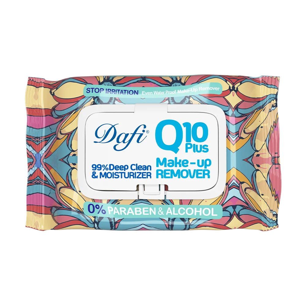 کیوتن-گلی-3 دستمال مرطوب پاک کننده آرایش دافی مدل Q10 طرح گل 2 50 عددی - Image 1
