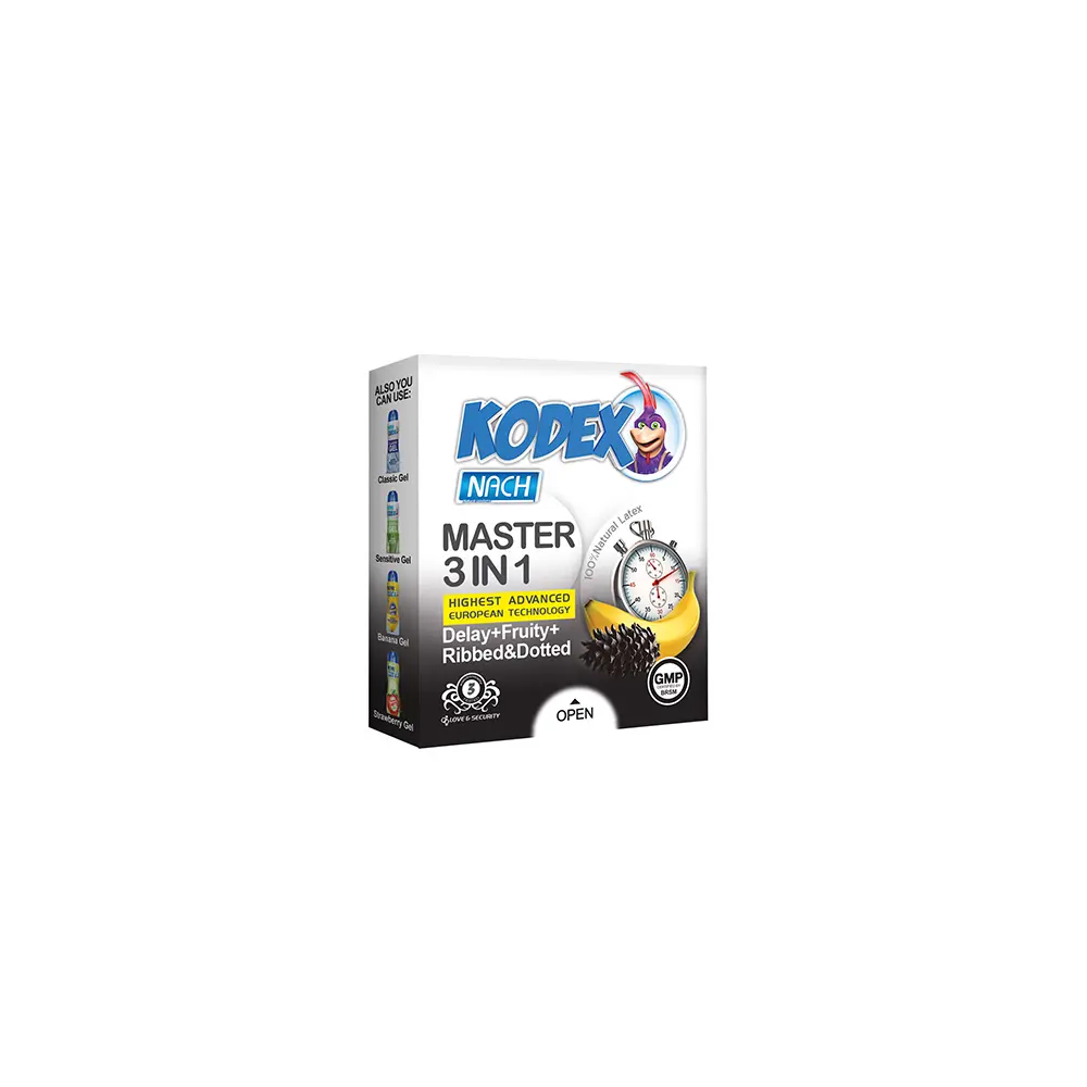 3-in-1-3 کاندوم تاخیری کدکس مدل Master 3 In 1 بسته 3 عددی - Image 1
